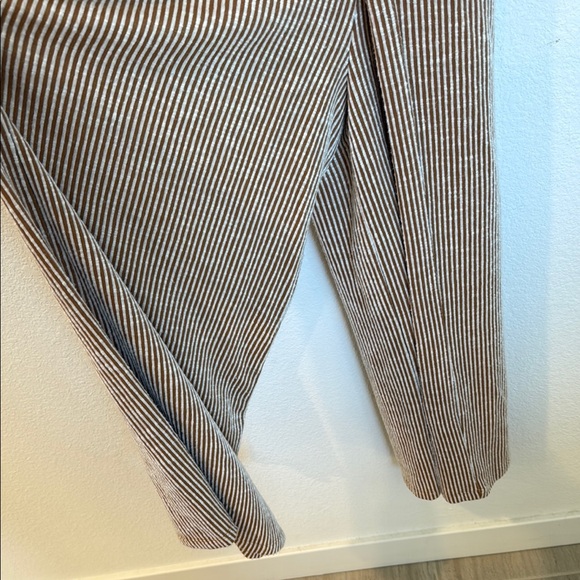 All in Favor Tan and White Jumpsuit with Elegant Stripes - Picture 9 of 10